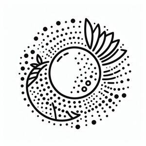 A black and white drawing of a circular object