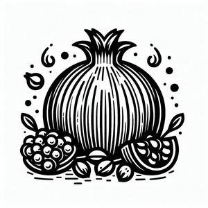 A black and white drawing of a onion
