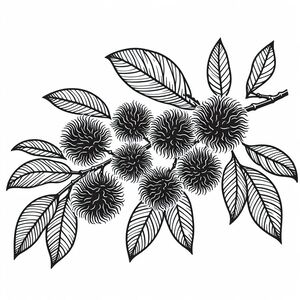 A black and white drawing of a bunch of flowers