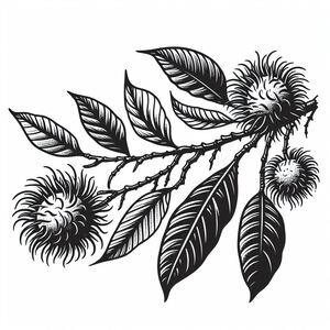 A black and white drawing of a flower