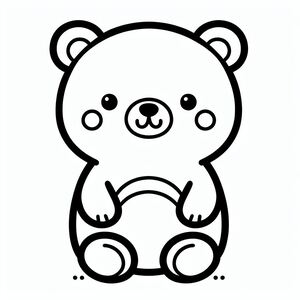 A black and white drawing of a bear
