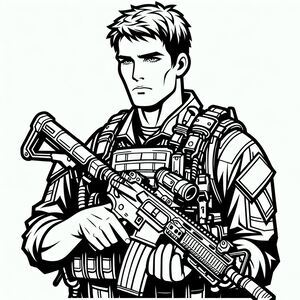 Soldiers in uniform and holding guns
