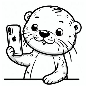 Cartoon Otter Selfie 1