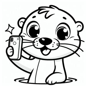 Cartoon Otter Selfie 2