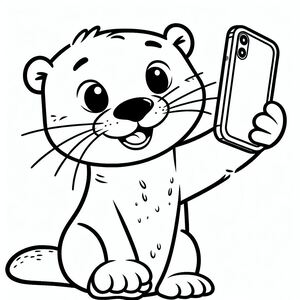 Cartoon Otter Selfie 3