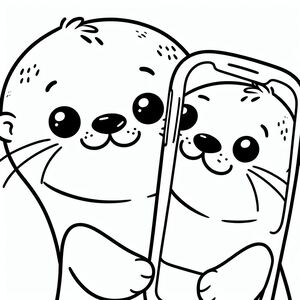 Cartoon Otter Selfie 4