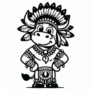 Funny Bull with Chief Headdresses 1