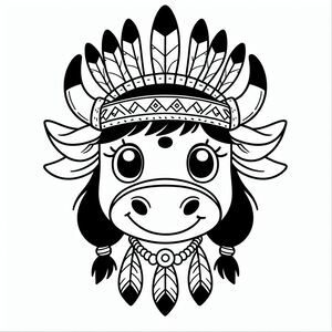 Funny Bull with Chief Headdresses 2