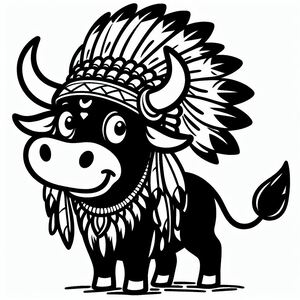 Funny Bull with Chief Headdresses 3