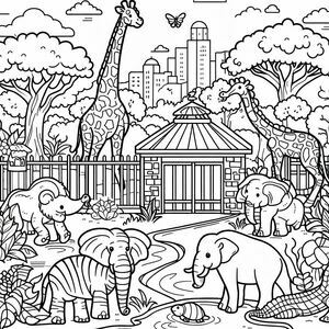 Zoo with lots of elephants and giraffes