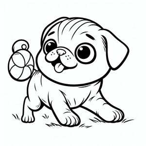 Funny Pug Playing Ball 2