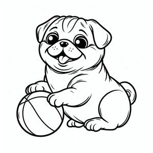 Funny Pug Playing Ball 3
