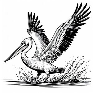 American White Pelican Landing 1