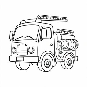 fire truck with ladder and water hose on board