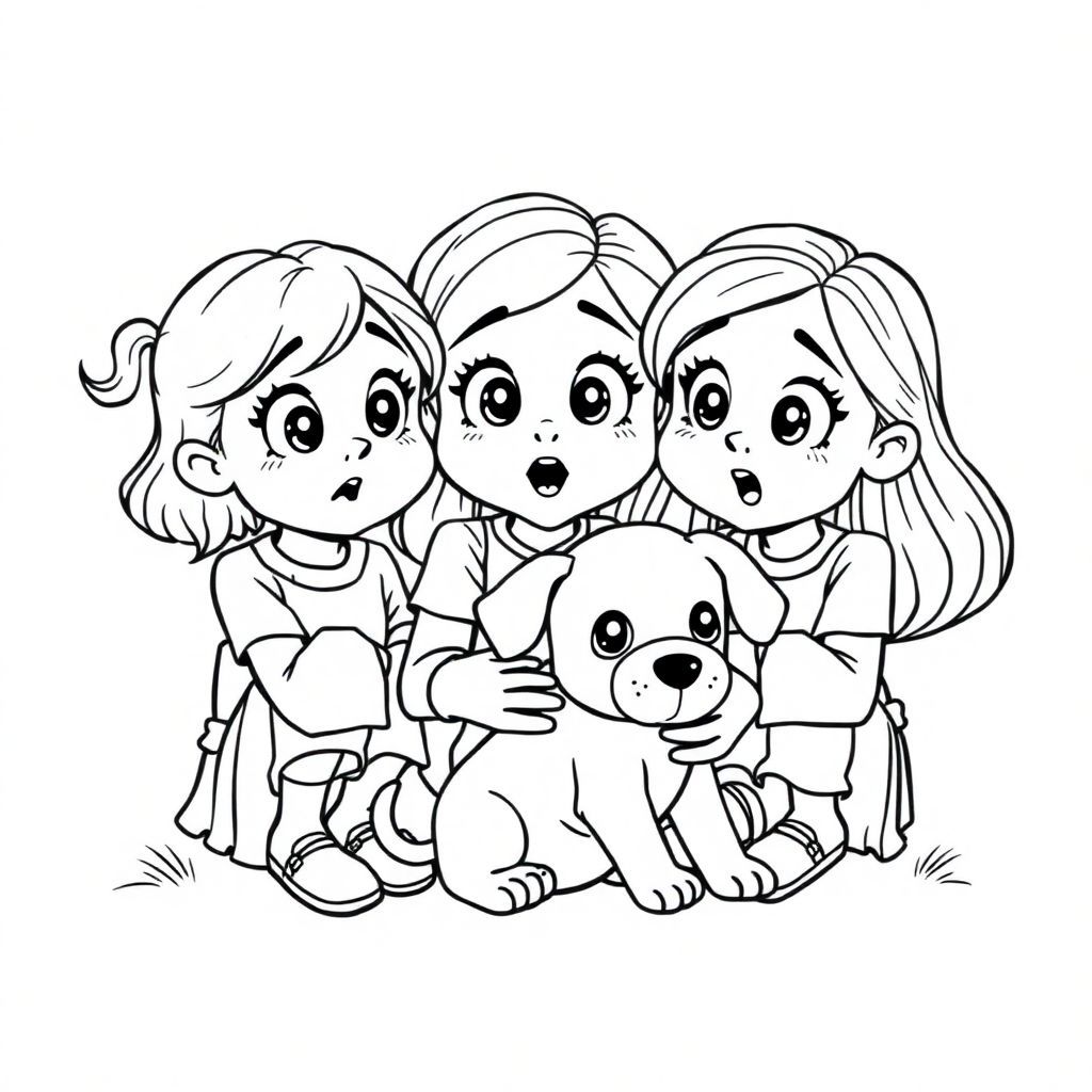 3 female friends were surprised to see 1 injured dog
