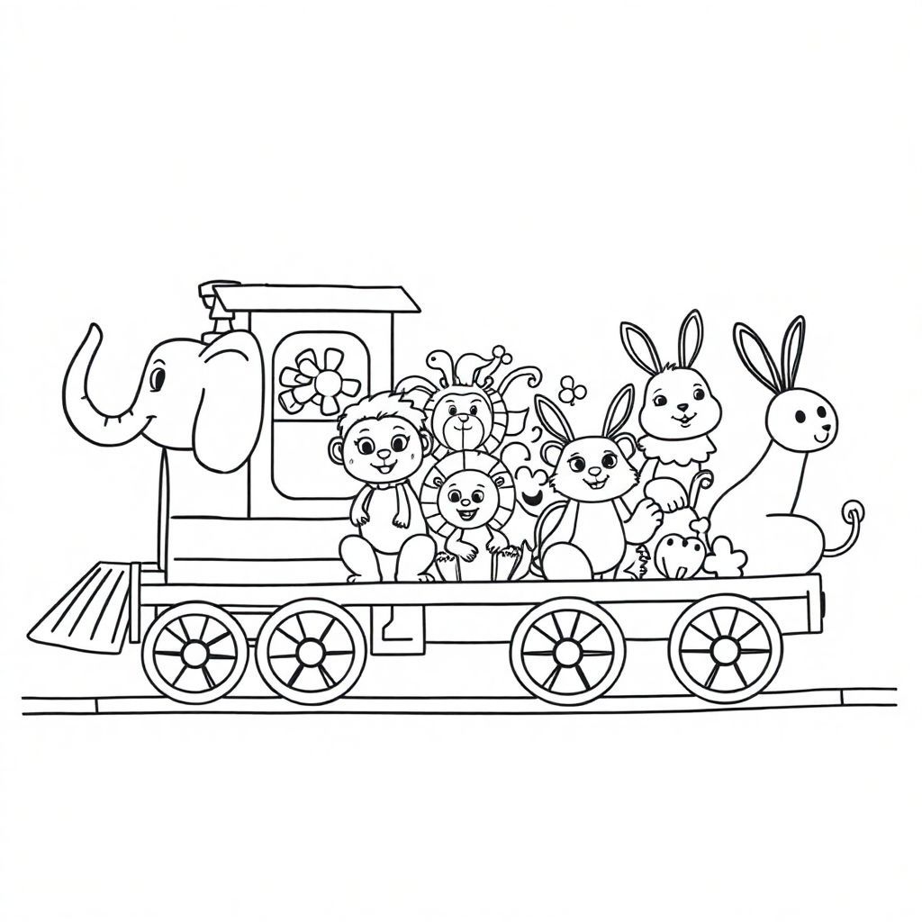 A train full of animals going on an adventure