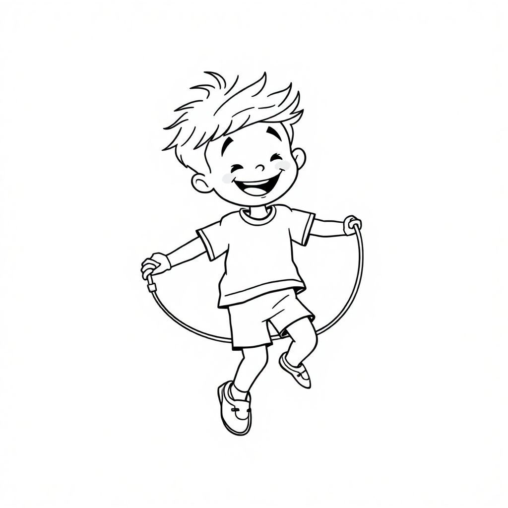 a boy skipping a rope
