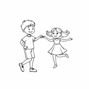 a boy and a girl are skipping rope
