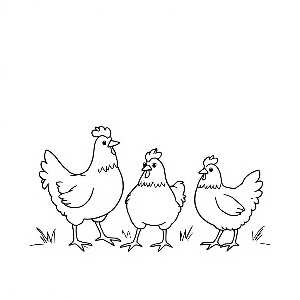 Create a painting to color a flock of chickens
