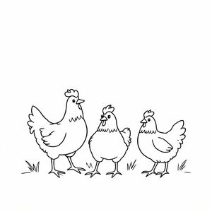 Create a painting to color a flock of chickens
