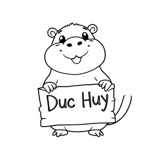 A cute cappybara holding a sign saying ‘Duc Huy’