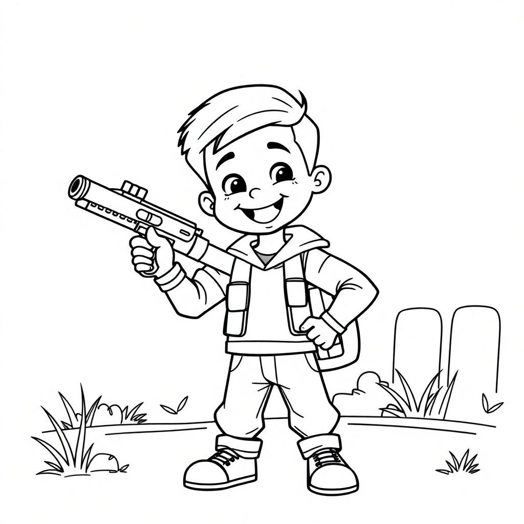 A boy with a gun