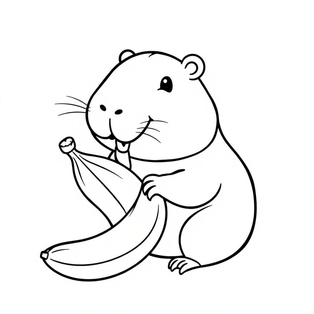 Capybara dễ thương ăn chuối
