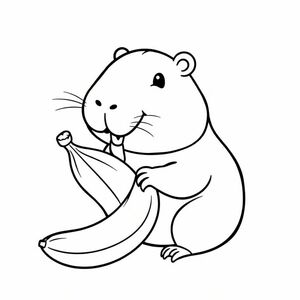 cute capybara eating banana
