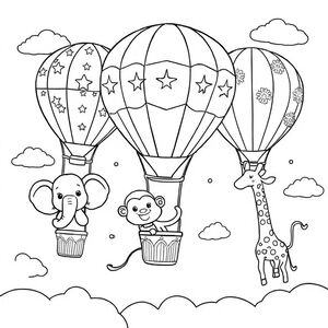 A hot air balloon festival where various animals are piloting intricately patterned balloons in a bright, sunny sky.