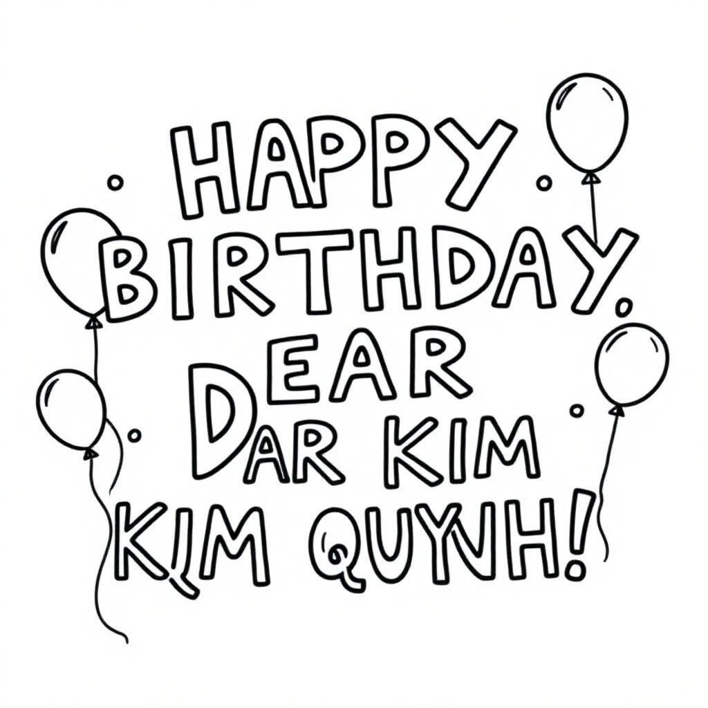 design the text "HAPPY BIRTHDAY, DEAR KIM QUYNH!"