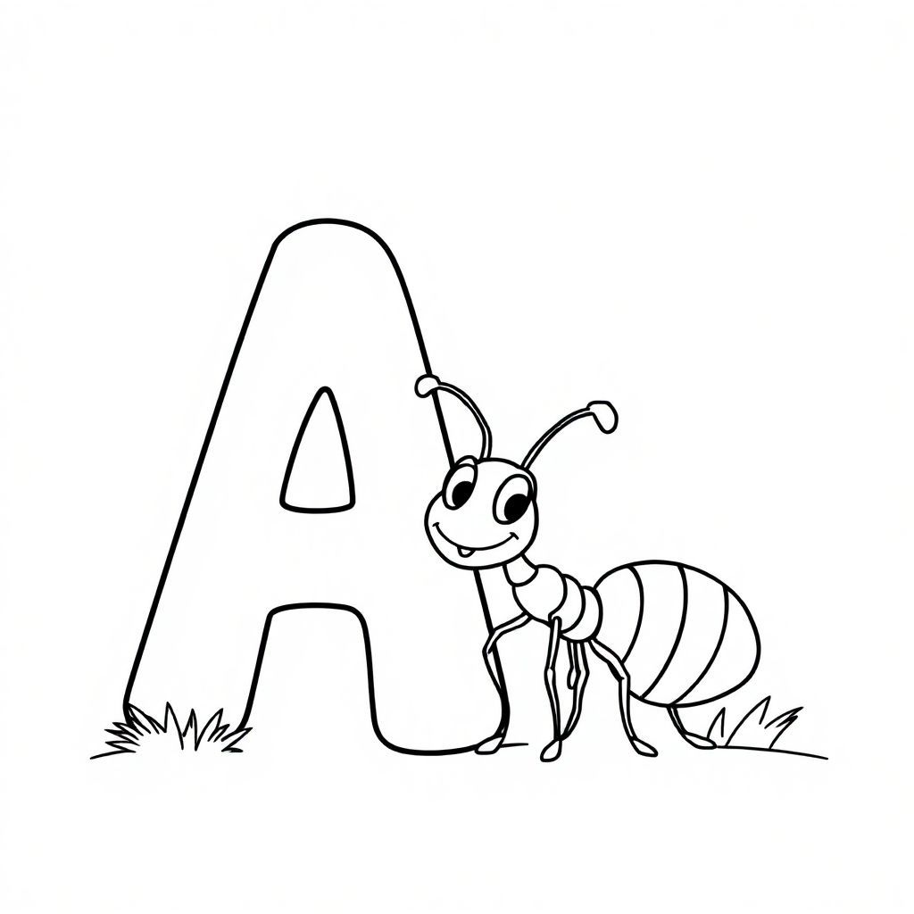 Big letter A and an ant