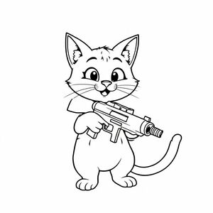 cat holding a gun