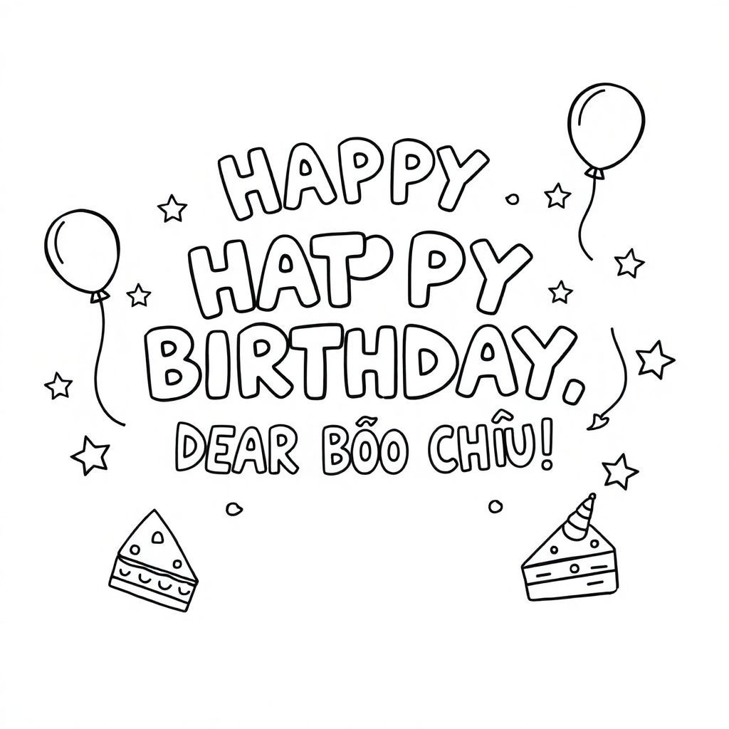 Text "HAPPY BIRTHDAY, DEAR BAO CHAU!"