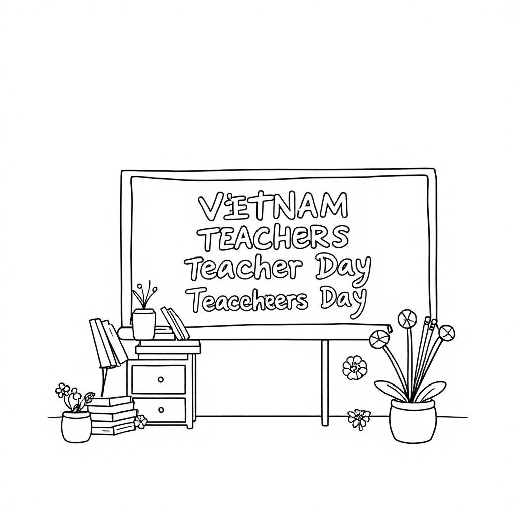 create a simple sharp coloring image. a greeting card for vietnam teachers day.