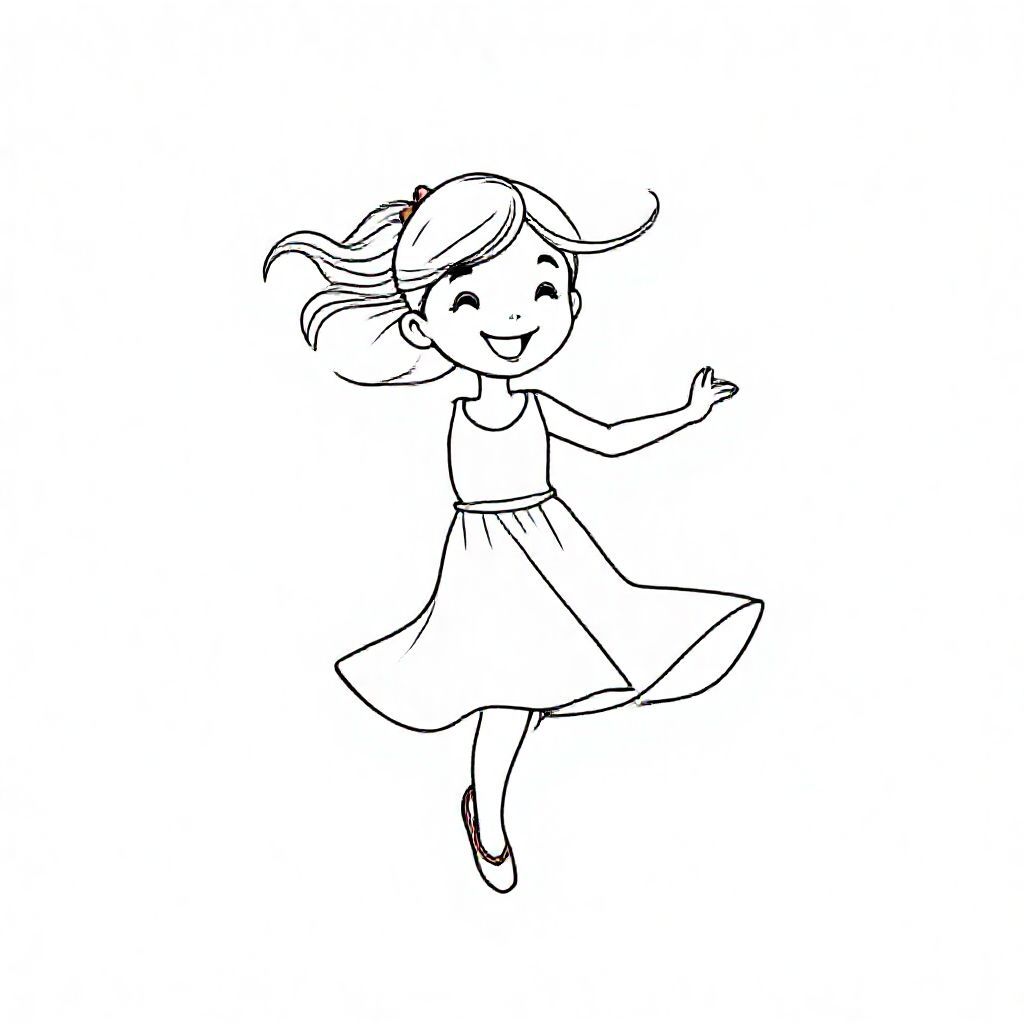  Girl in a red dress jumping Spot knitting