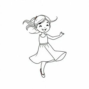 Girl in a red dress jumping Spot knitting