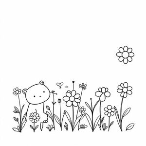 Create pictures of animals and flowers for 4 year olds to practice coloring
