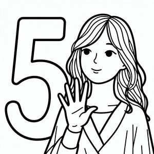 Number 5 and 5 fingers