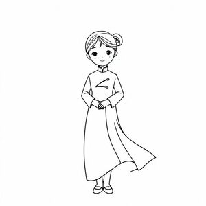 Color me a picture of a Vietnamese girl wearing ao dai