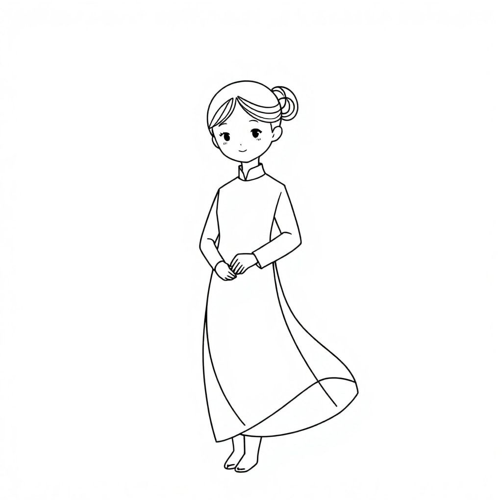 Give me a picture of a girl wearing a Vietnamese ao dai
