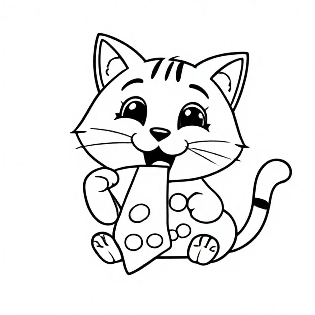 cat eating pizza, flipping off gesture