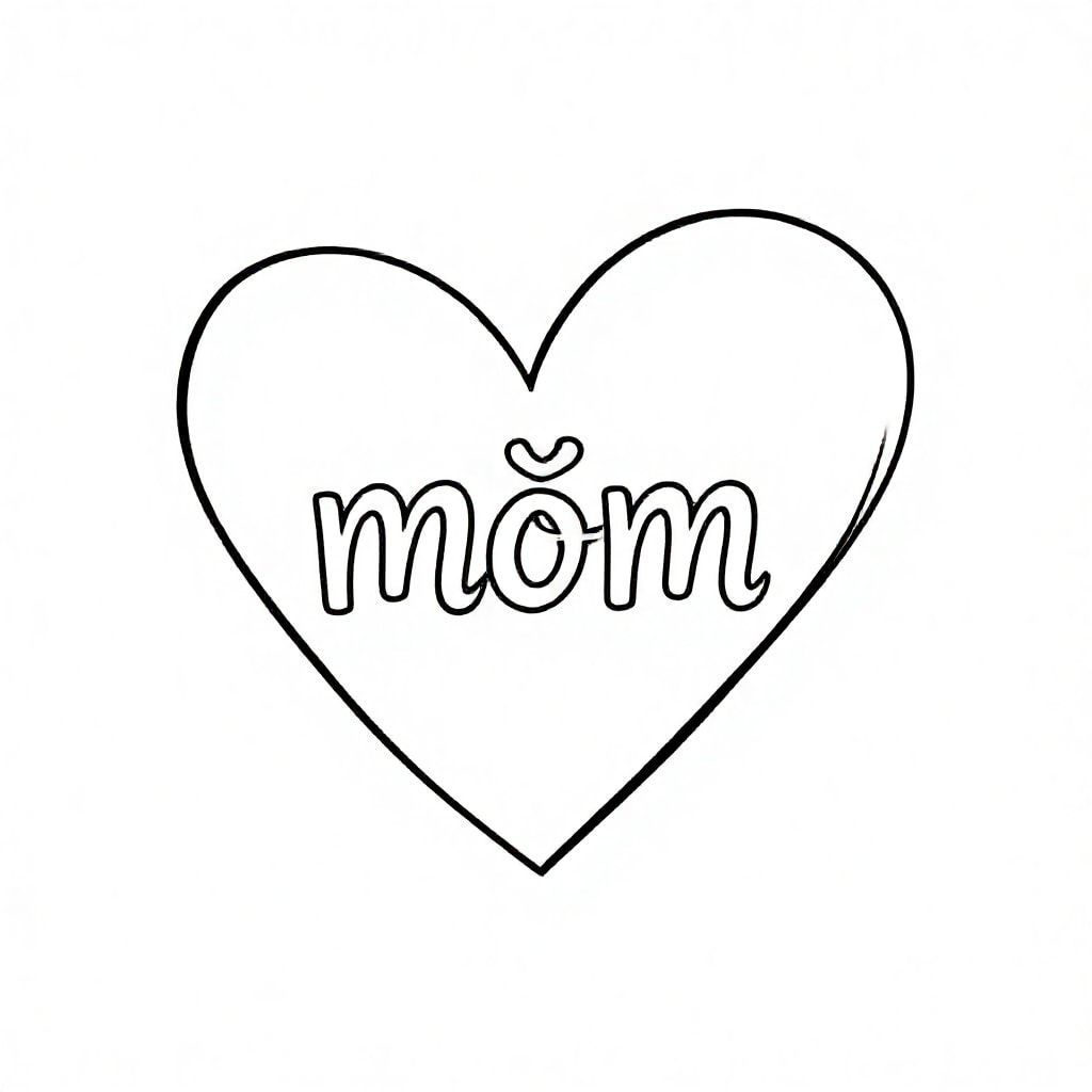 a heart with the word "móm" inside 