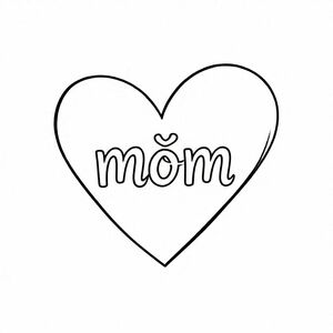 a heart with the word "móm" inside 