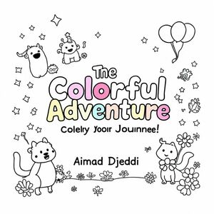 Title:
"The Colorful Adventure: Enjoy Your Coloring Journey!"

Author:
"Aimad Djeddi"

Cover Description:
The cover is bursting with vibrant colors and fun illustrations, designed to appeal to young children. It features playful cartoon characters—such as animals and magical creatures—engaged in an exciting coloring journey. The title is prominently displayed in bold, eye-catching letters with a mix of bright hues like pink, yellow, and blue. Below the title, Aimad Djeddi is written in a smaller, clear font. The cover is adorned with whimsical touches like stars, balloons, and flowers, creating an inviting and cheerful atmosphere, perfect for sparking creativity in kids. The design captures the spirit of fun, imagination, and artistic adventure.

