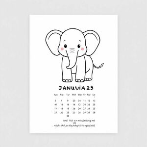 The calendar for January 1, 2025 has been designed to be simpler to your liking, with a cute elephant and a quote. Do you think that's okay? If possible, I will continue with January 2, 2025!