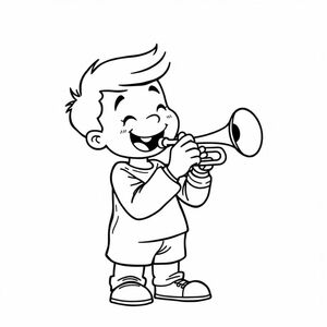 a boy playing the trumpet.