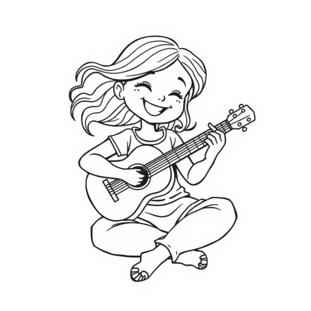 a girl playing the guitar.