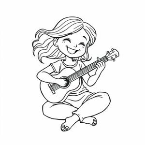 a girl playing the guitar.