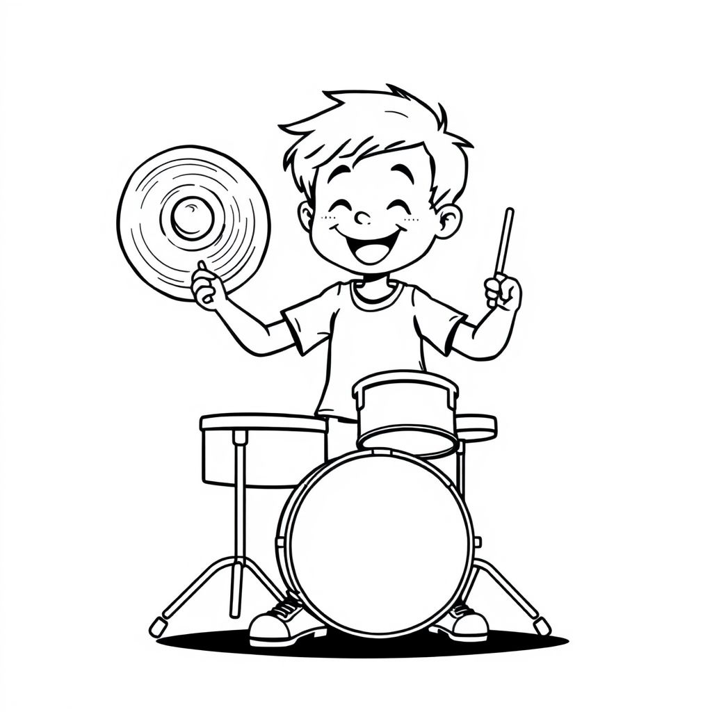 a boy playing crash cymbols.