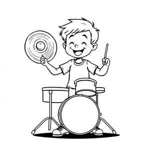 a boy playing crash cymbols.